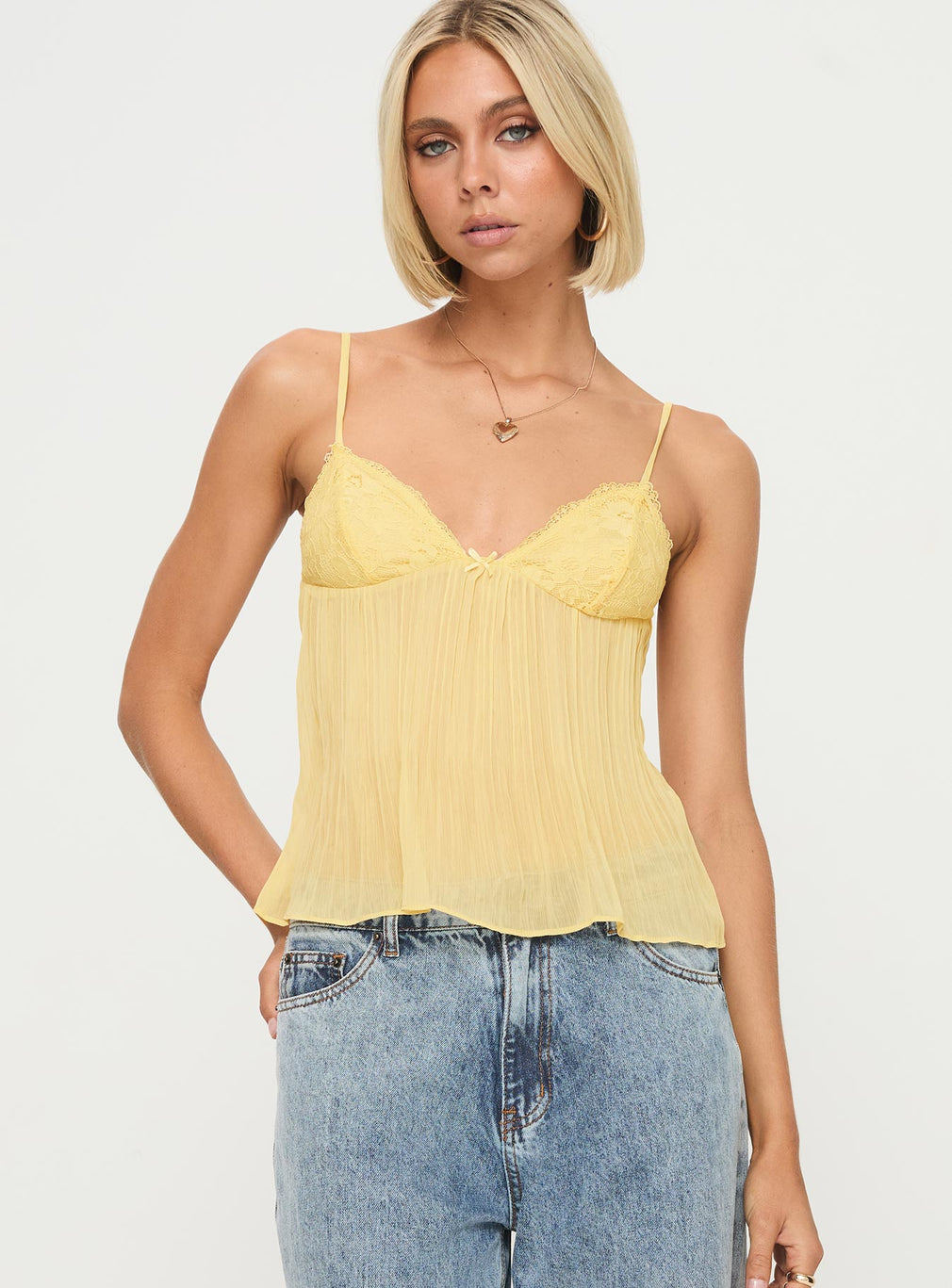 ARIA | Lace Pleated Top